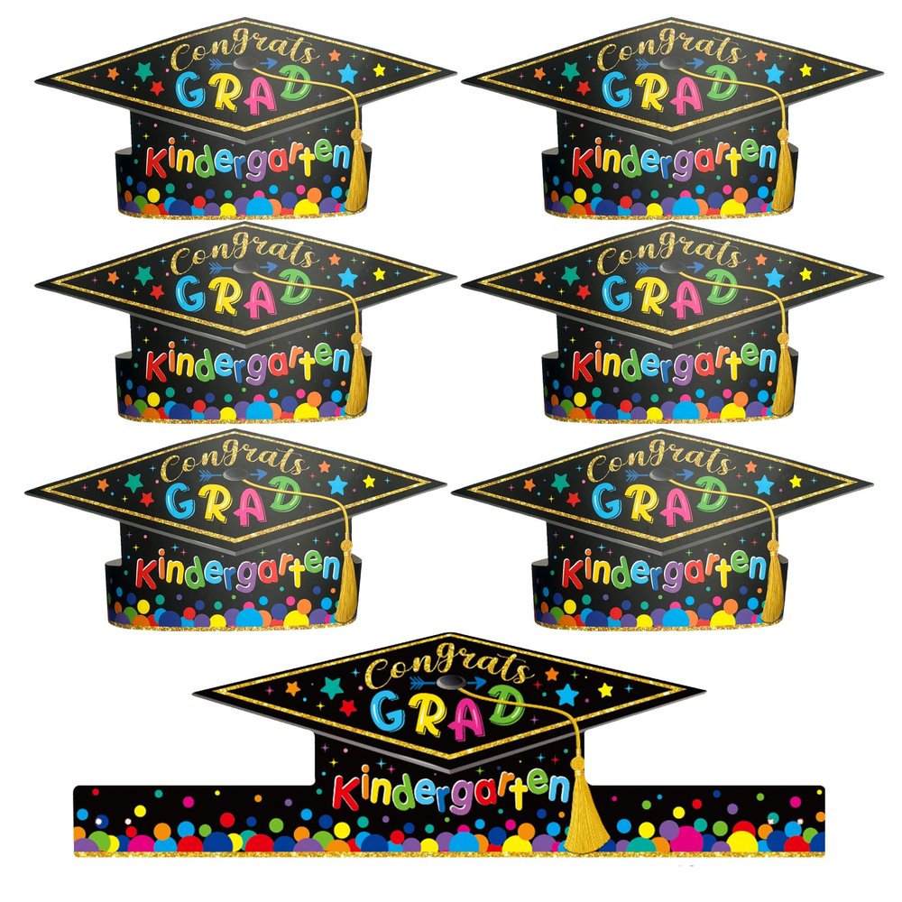 30 Pieces Preschool Paper Graduation Crown for Kids Colorful Adjustable Paper Hats Graduation Congrats Hats for Kindergarten Student Grad Ceremony Party Supplies