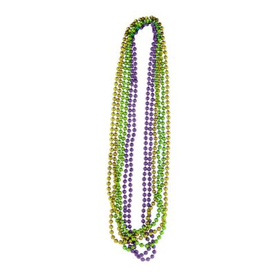 PMU 6 Pcs Gold, Lime Green and Purple Metallic Beads Necklaces for Mardi Gras, Christmas, New Year's Day, Carnival Party Favors