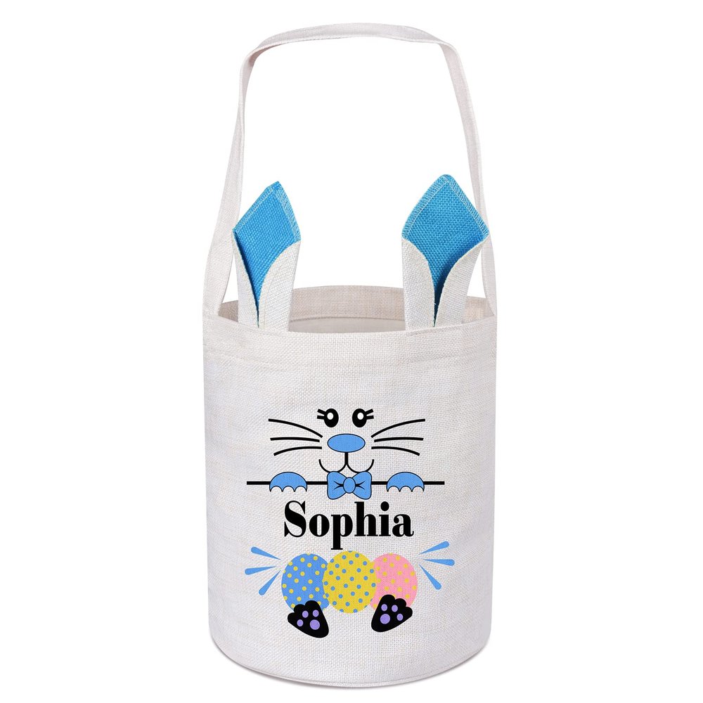 Easter Basket Ideas, Personalize Easter Baskets for Kids, Easter Gifts Baskets for Boys Girls, Blue Easter Bunny Basket, Easter Eggs Hunt Basket