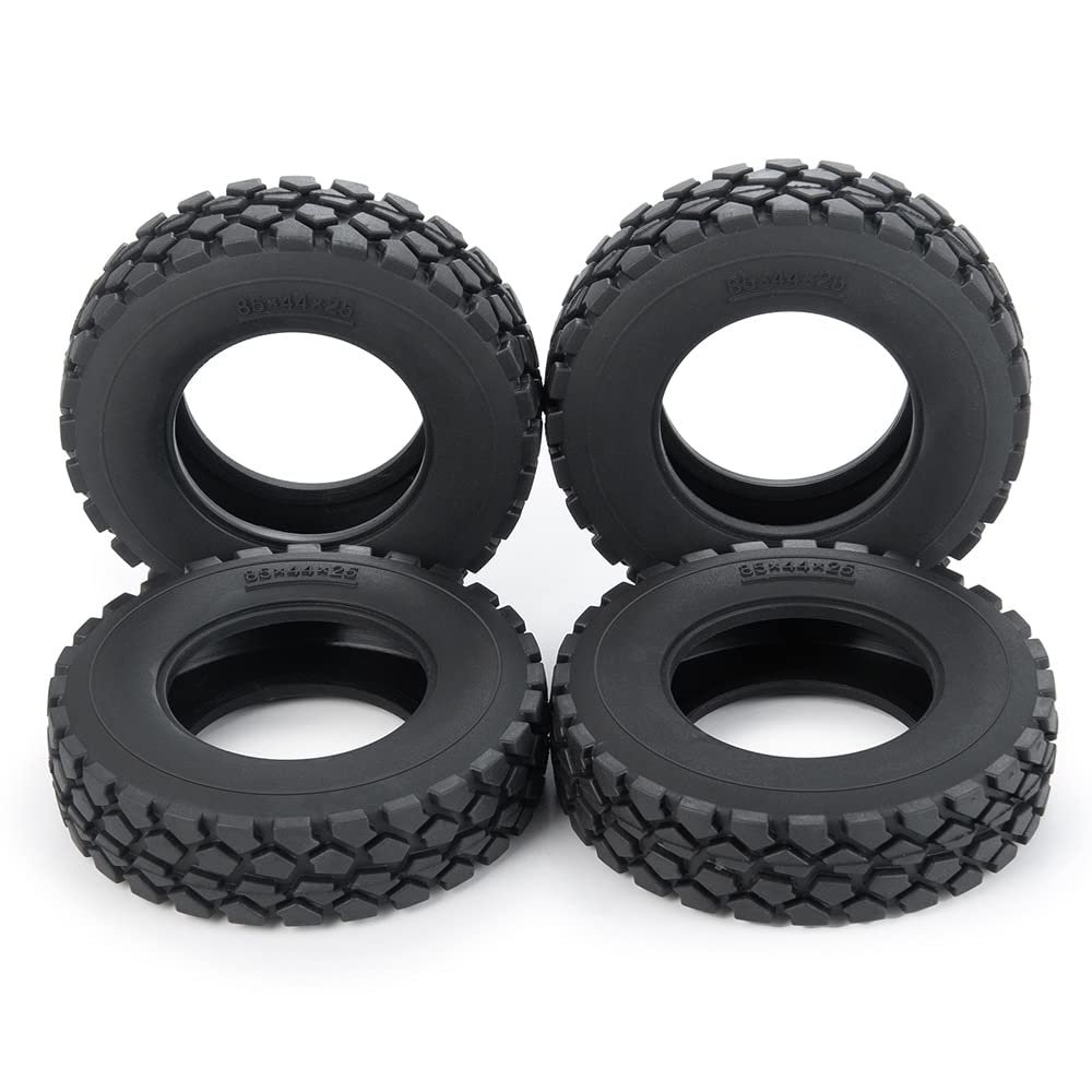 22mm/25mm Width Black Rubber Tyres Wheel Tires for Tamiya 1/14 RC Trailer Tractor Truck Front Rear Wheel Rims 5# ( Color : 25mm 4Pcs )