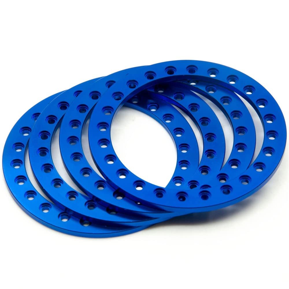 4Pcs Metal Alloy 2.2'' Replacement Wheel Beadlock Ring 7 Colors for Axial Wraith 1/10 RC Crawler Car 2.2 inch Wheel Rims ( Color : Blue )