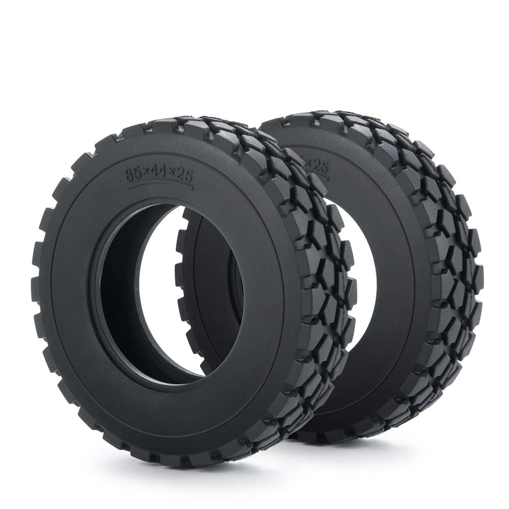 22mm/25mm Width Black Rubber Tyres Wheel Tires for Tamiya 1/14 RC Trailer Tractor Truck Front Rear Wheel Rims 5# ( Color : 25mm 2Pcs )