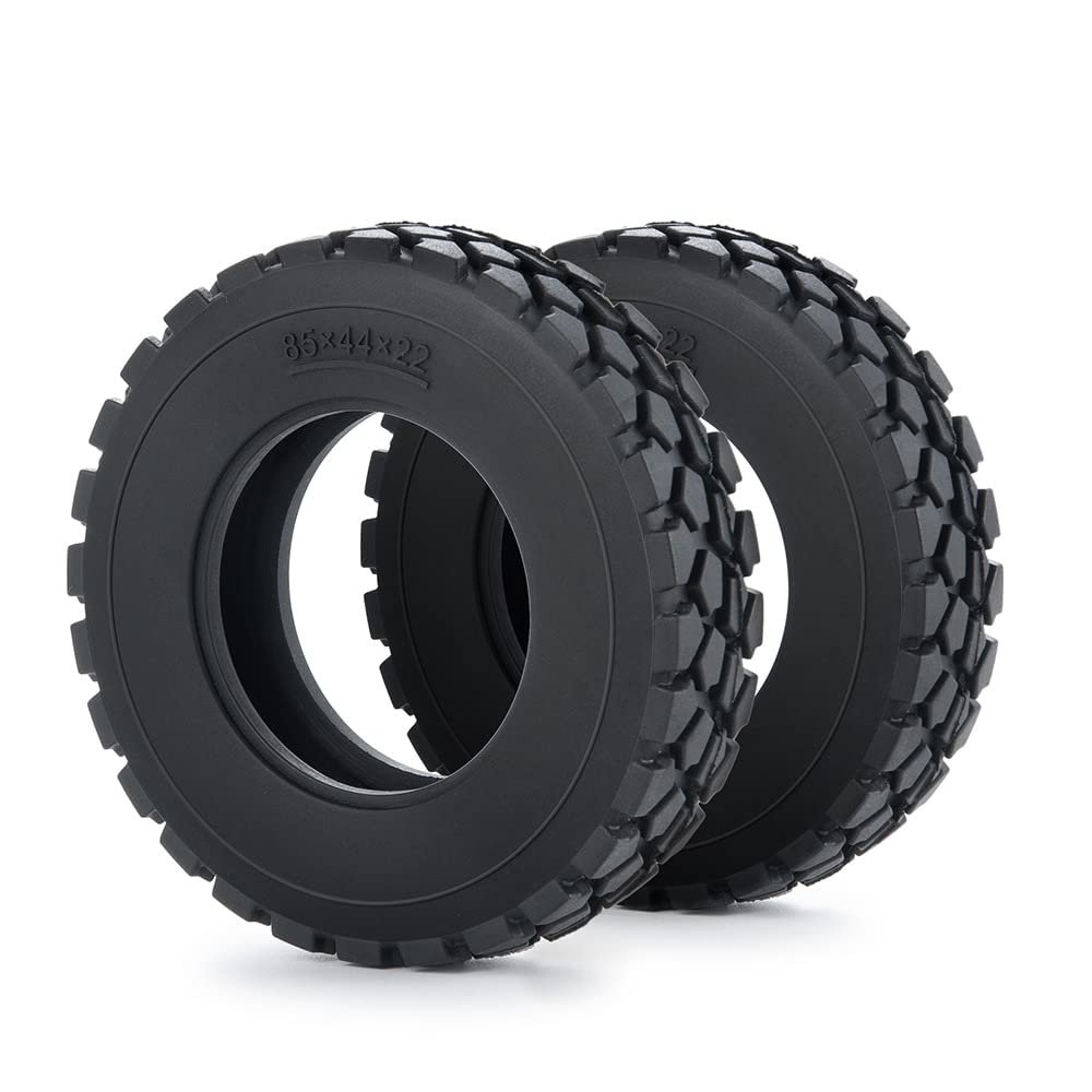 22mm/25mm Width Black Rubber Tyres Wheel Tires for Tamiya 1/14 RC Trailer Tractor Truck Front Rear Wheel Rims 5# ( Color : 22mm 2Pcs )
