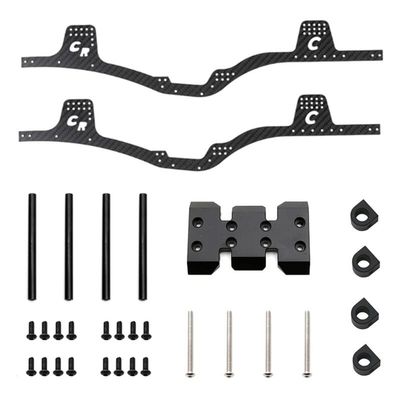 Compatible with LCG Carbon Fiber Chassis Kit Frame Rail Skid Plate Body Post Mount for Axial SCX10 1/10 RC Crawler Car Parts ( Color : Black )