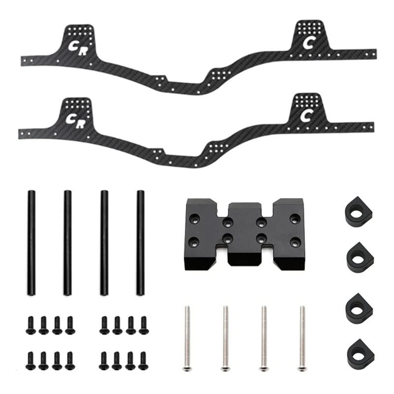 Compatible with LCG Carbon Fiber Chassis Kit Frame Rail Skid Plate Body Post Mount for Axial SCX10 1/10 RC Crawler Car Parts ( Color : Black )