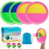 Weehoey Beach Toys - Outdoor Games for Kids, Toss and Catch Ball Set with 4 Paddles 3 Balls, Toys for 3 4 5 6 7 8+ Year Old Boys Girls Christmas Birthday Gifts (Pink and Green) view 1