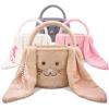 Atiming Embroidered Plush Easter Basket Personalized Name Furry Bunny Easter Basket for Kids, Large Pink Easter Egg Hunting Basket with Long Rabbit Ears for Boys Girls Baby Easter Party - Brown view 1