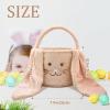Atiming Embroidered Plush Easter Basket Personalized Name Furry Bunny Easter Basket for Kids, Large Pink Easter Egg Hunting Basket with Long Rabbit Ears for Boys Girls Baby Easter Party - Brown view 4