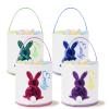 Atiming Canvas Bunny Easter Basket Personalized for Kids, Custom Easter Egg Hunting Basket with Name for Boys Girls Easter Bunny Eggs Hunt Basket Easter Party Gift Bags - Sequins Bunny Pink view 1