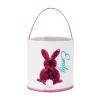 Atiming Canvas Bunny Easter Basket Personalized for Kids, Custom Easter Egg Hunting Basket with Name for Boys Girls Easter Bunny Eggs Hunt Basket Easter Party Gift Bags - Sequins Bunny Pink view 2