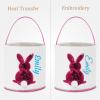 Atiming Canvas Bunny Easter Basket Personalized for Kids, Custom Easter Egg Hunting Basket with Name for Boys Girls Easter Bunny Eggs Hunt Basket Easter Party Gift Bags - Sequins Bunny Pink view 3