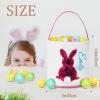 Atiming Canvas Bunny Easter Basket Personalized for Kids, Custom Easter Egg Hunting Basket with Name for Boys Girls Easter Bunny Eggs Hunt Basket Easter Party Gift Bags - Sequins Bunny Pink view 4
