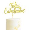 Arthsdite Feliz Cumpleaos Cake Topper - Spanish Feliz Cumpleaos Cake Decoration, Happy Birthday Cake Topper, Fiesta Theme Party Decoration Supplies - Gold Glitter view 1