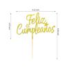 Arthsdite Feliz Cumpleaos Cake Topper - Spanish Feliz Cumpleaos Cake Decoration, Happy Birthday Cake Topper, Fiesta Theme Party Decoration Supplies - Gold Glitter view 2