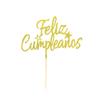 Arthsdite Feliz Cumpleaos Cake Topper - Spanish Feliz Cumpleaos Cake Decoration, Happy Birthday Cake Topper, Fiesta Theme Party Decoration Supplies - Gold Glitter view 3