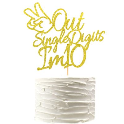 Arthsdite Out Single Digits I'm 10 Cake Topper Double Digits 10 Cake Decoration Happy 10th Bithday Decorations for Boys Girls 10th Birthday Decorations - Gold Glitter