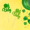 24Pcs Oh Baby St. Patrick's Day Cupcake Toppers Lucky Four Leaf Babyshower Cake Decorations For Irish Festival Baby Shower Birthday Party Supplies Decoration view 4