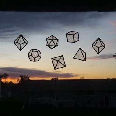 DND Polyhedral Dice Sun Catching Window Clings - 7 Piece Set - Prism Rainbow Maker