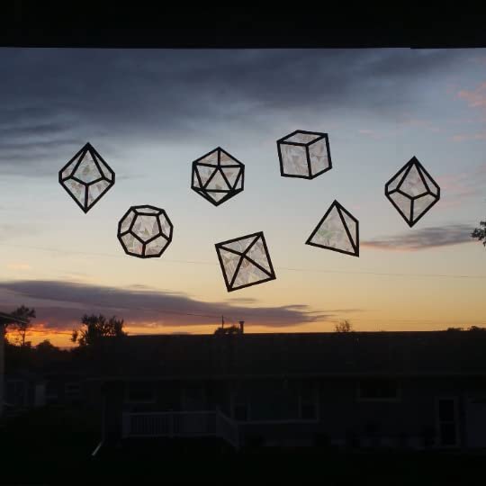 DND Polyhedral Dice Sun Catching Window Clings - 7 Piece Set - Prism Rainbow Maker