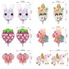 Unicorn Clip On Earrings for Little Girls, Bling Butterfly and Strawberry Earrings, Toddler Girls Dress Up Jewelry, 6 Pairs, Best Gift-C view 2