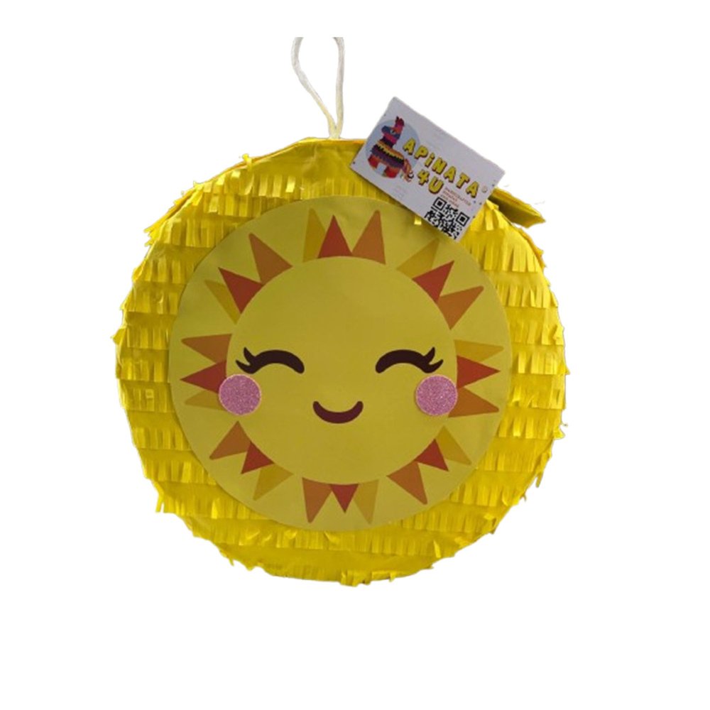 APINATA4U Smiling Cute Sun Pinata, Yellow Emoji Themed Party Decoration, Sunshine Birthday Party Supplies, Planet Themed Kids Party Pinata, Happy Sun Decoration for Kids, Smiling Gift for Kids
