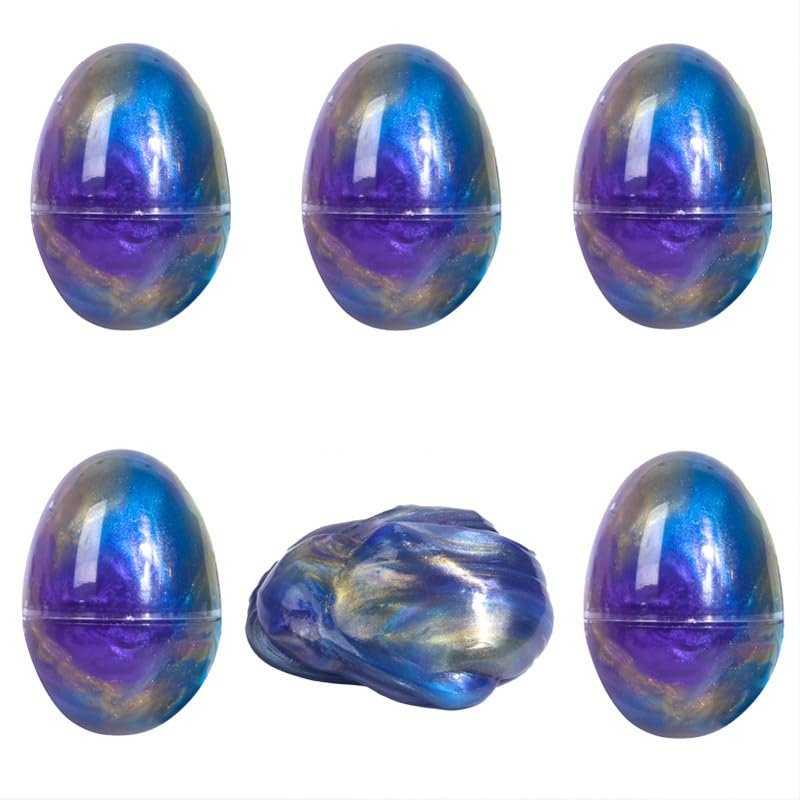 JDSTY 6 Pack Galaxy Slime Eggs Stress Relief Toys for Kids Boys Girls Easter Basket Stuffers Gifts Party Favors Filled Egg for Kids Boys Girls Toddlers