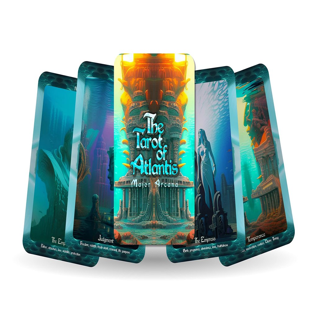 Ibiza Tarot Atlantis-Themed Major Arcana Tarot Cards Deck for Beginners & Experts - Authentic Tarot Experience - Set of 22 Cards