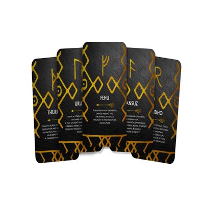 Ibiza Tarot Golden Runes Oracle - Norse Cards | Fortune Telling Oracle Cards Deck for Beginners | Authentic Tarot Experience - Set of 24 Cards