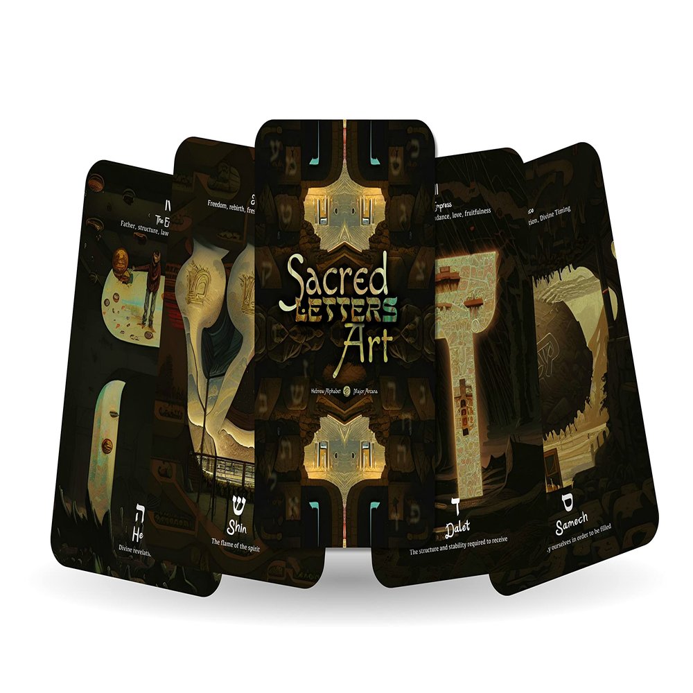 Ibiza Tarot Sacred Letters Art - Hebrew Alphabet - Major Arcana Cards | Fortune Telling Tarot Cards Deck for Beginners | Authentic Tarot Experience - Set of 22 Cards