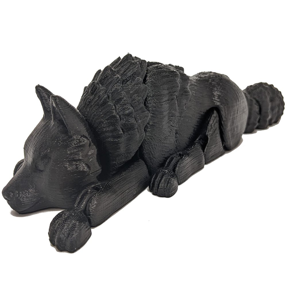 3D Printed Wolf - Customizable, Made to Order Articulated Fidget Toy (Large, Black)