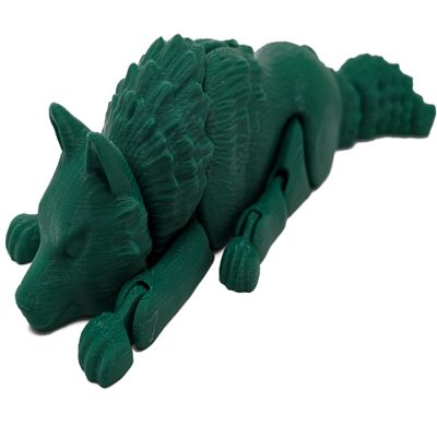 3D Printed Wolf - Customizable, Made to Order Articulated Fidget Toy (Large, Dark Green)