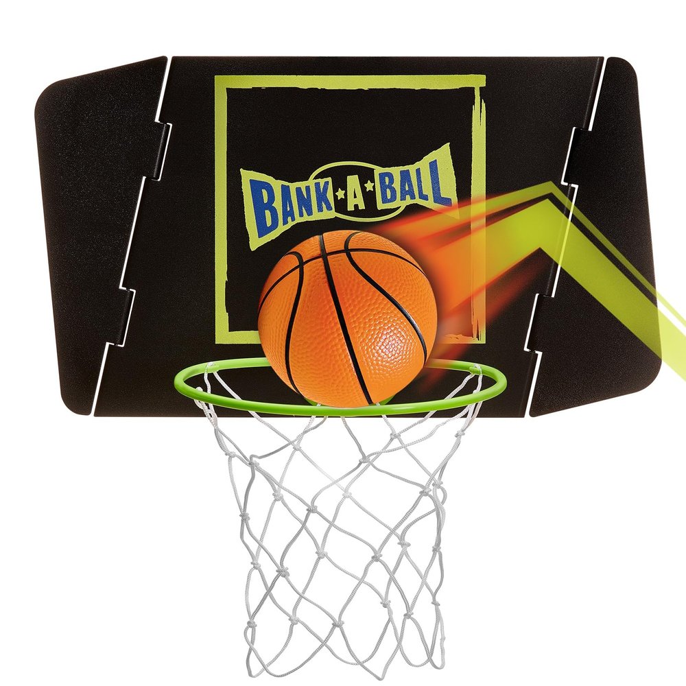 Bank-A-Ball Mini Basketball Hoop for Adults or Kids - Indoor Portable Adjustable Playing Set w/Ball - Over The Door Hoop with Adjustable Backboard & Rim for Endless Trickshot Creative Fun