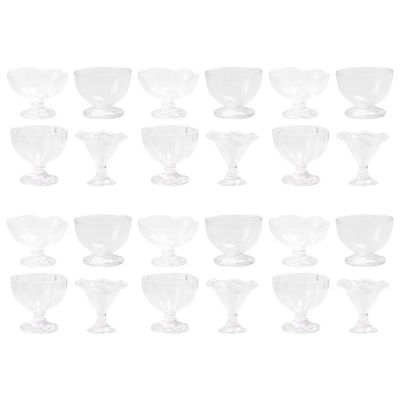SEWACC Miniatures 24pcs Ice Cream Glass Bowls 1/12 Scale Cups for Miniature Accessories Photo Props Foodie Mini Brands Toy