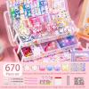 670 PCS Vsco Vinyl Aesthetic Stickers Luxury Guka Suit+Storage Box Gooka Stickers/Hand Account for Girls, Kids, Children (X013) view 2