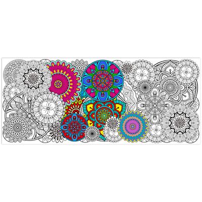 Dvbonike Jumbo Mandala Coloring Poster Giant Flower Color-in Paper Poster DIY Drawing Blank Doodle Art Banner Circular Floral 55.1x23.6 inch Wall Decor, Home School Activity Party Supplies for Kids