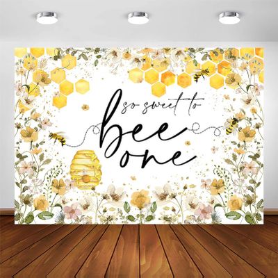 Avezano Bee Birthday Party Decorations So Sweet to Bee One 1st Birthday Backdrop Kids Sweet One Theme Birthday Photoshoot Background Cake Table Banners (7x5ft)