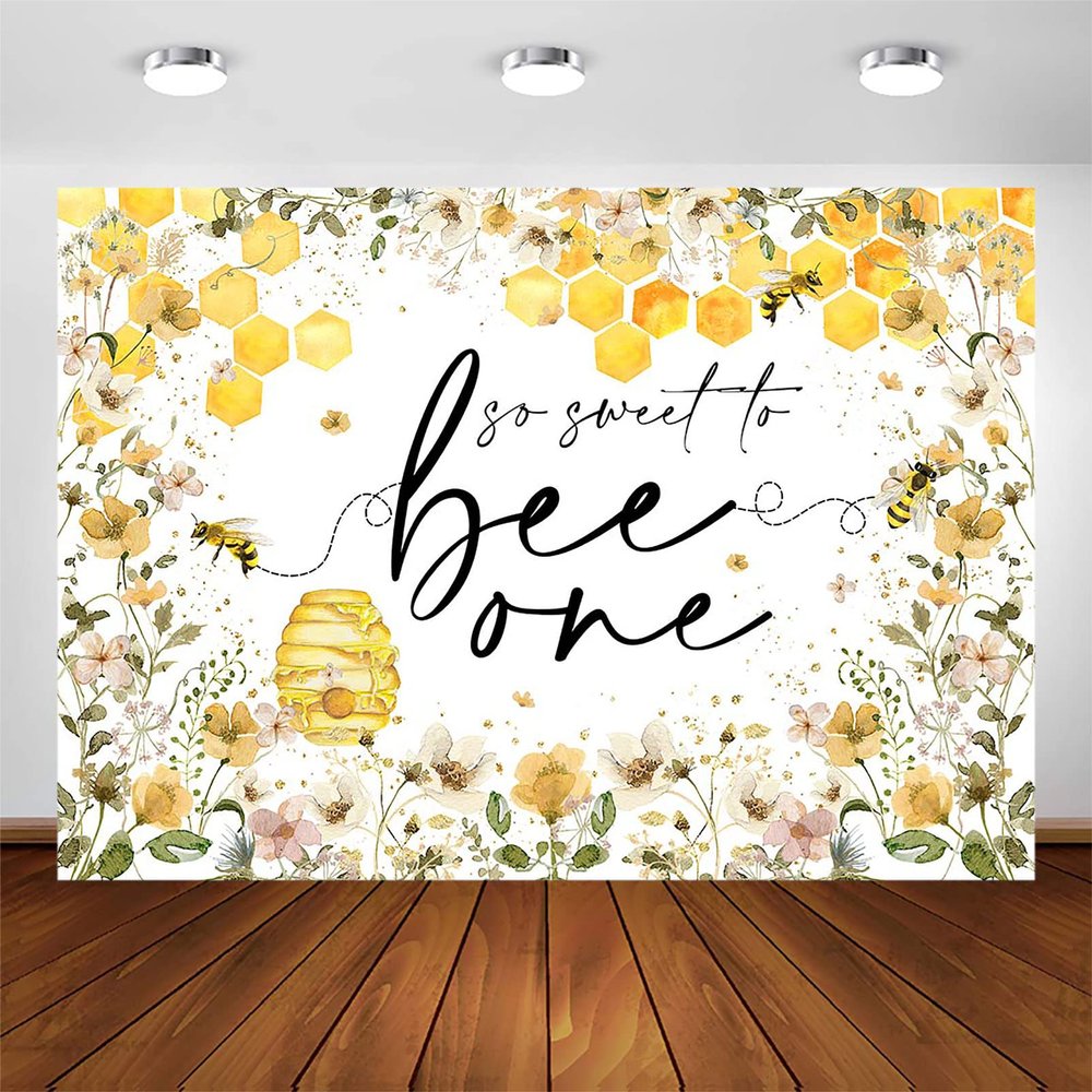Avezano Bee Birthday Party Decorations So Sweet to Bee One 1st Birthday Backdrop Kids Sweet One Theme Birthday Photoshoot Background Cake Table Banners (7x5ft)