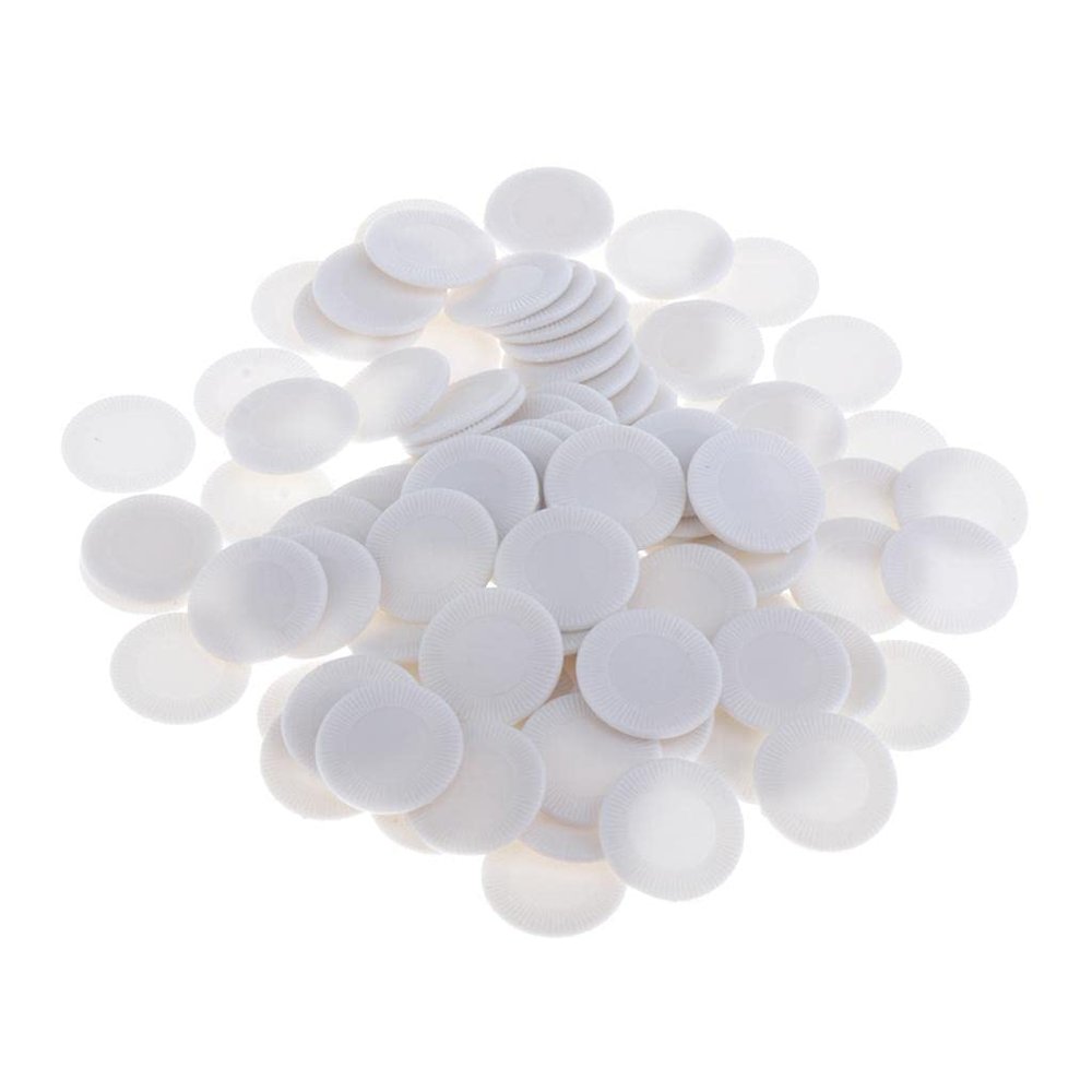 pistro 100x ABS Plastic 23mm Bingo Game Poker Chips Casino Tokens Count Fun Toys - White, 23mm