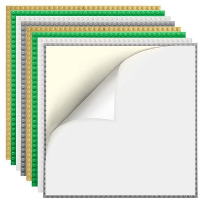 Etarnfly 8 Pack Peel-and-Stick Building Baseplates, 10x10 Classic Self-Adhesive Boards - 100% Compatible with All Major Brands, Sturdy Stacking Play Table Top, Green/Grey/White/Sand