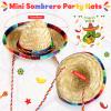 Bucherry 54 Pieces Cinco De Mayo Sombrero Hats Mexican Beaded Necklace Paper Eyewear Fiesta Party Supplies Bulk for Mexican Day Decorations view 4