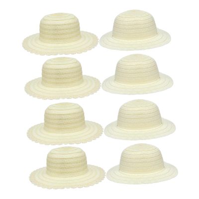 Gadpiparty Straw Hats, 8pcs DIY Set Unpainted White Straw Hat Kids Handmade Cap Beach Sun Hat Tea Party Dress Up Hat for Mexican Art Painting Hat Girl Toys