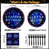 160 Pack Neon Party Supplies Glow Tableware Set Glow Party Plates Glow in The Dark Birthday Plates, Napkins and Forks Blacklight Party Decoration Neon Glow Birthday Party Decoration Favor Serves 40 view 2
