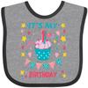 inktastic Colorful Cupcake and Confetti Girls 1st Birthday Baby Bib Heather and Black 41e0d view 1