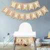 1st Birthday Party Decoration First Birthday Banner Rustic Happy 1st Burlap Banner One High Chair One Sign for Baby Girl Boy First Nursery Supplies, White Alphabet view 1