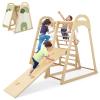 Costzon Indoor Jungle Gym, 7-in-1 Montessori Climbing Toys for Toddlers with Slide, Climbing Net, Gymnastic Rings, Indoor Wooden Playground Climber Playset for Kids 3+ Years Birthday view 1