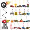 20 Pcs Race Car Hanging Swirl Decorations Racing Birthday Party Decorations Checkered Flags Racing Swirls Ceiling Decor for Boys Let's Go Racing Birthday Party Supplies view 2
