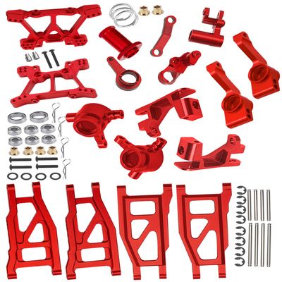 Rcarmumb RC Upgrades Part for 1/10 Slash 4x4 (VXL)/Stampede 4x4 (VXL),Alloy Front Rear Suspension Arm,Caster Block,Steering Blocks,Rear Stub Axle Carriers,Shock Tower Set Hops up,Red