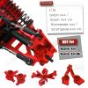 Rcarmumb RC Upgrades Part for 1/10 Slash 4x4 (VXL)/Stampede 4x4 (VXL),Alloy Front Rear Suspension Arm,Caster Block,Steering Blocks,Rear Stub Axle Carriers,Shock Tower Set Hops up,Red view 2