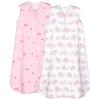 PHF 100% Organic Cotton Baby Sleep Sack, 0-6 Months Baby Wearable Blanket, 2-Way Zipper Infant Sleeping Sack for Girls, 2 Pack Comfy Small Size Sleeveless Sleeping Bags, Rainbow & Pink Elephant view 1