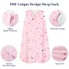 PHF 100% Organic Cotton Baby Sleep Sack, 0-6 Months Baby Wearable Blanket, 2-Way Zipper Infant Sleeping Sack for Girls, 2 Pack Comfy Small Size Sleeveless Sleeping Bags, Rainbow & Pink Elephant view 3